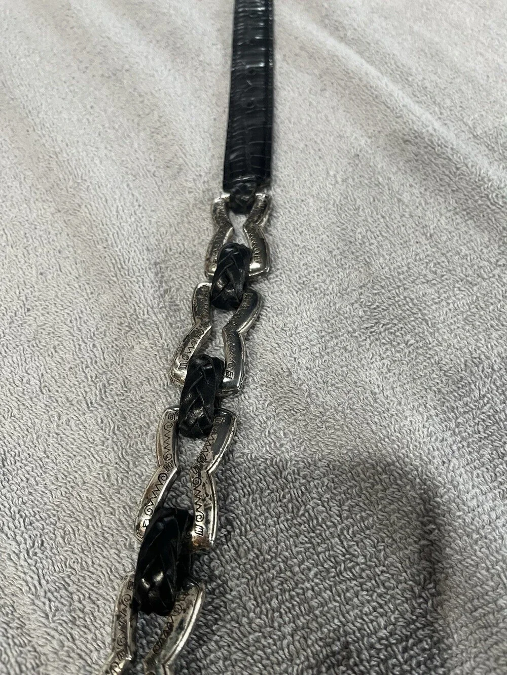 Vtg Brighton Black Leather & Chain Link Belt 1996 M/L Classic‎ 90’s